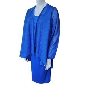 Vintage Roaman's Royal Blue Midi Dress with Glittery Faux Jacket (A4)
